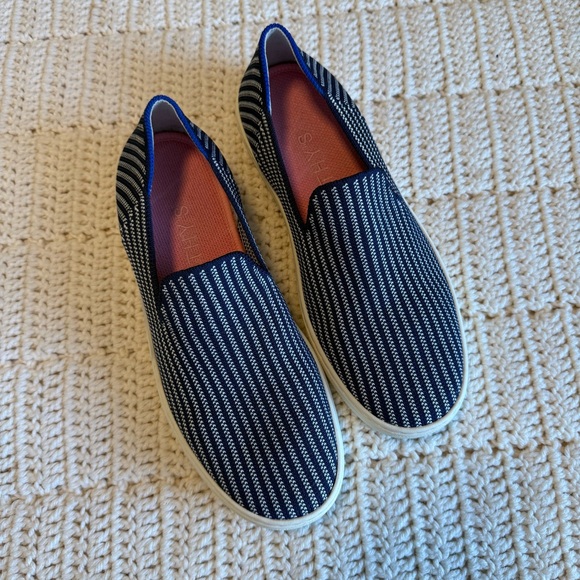 Rothy's The Original Slip On Sneaker Riviera Pinstripe Washable Sneaker Size 7 - Picture 2 of 8